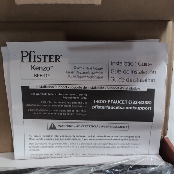 Pfister Kenzo Toilet Tissue Holder Matte Black BPH-DF Metal Paper BPH-DF1B NEW - Picture 8 of 10